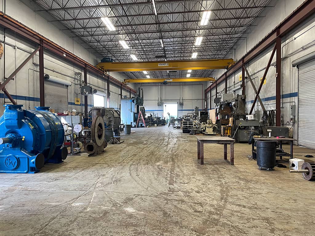 Inside the Precise Mechanical vacuum pump repair shop in Houston, Texas